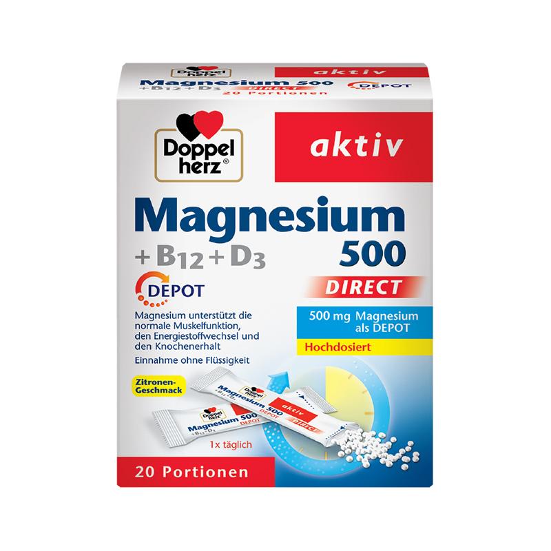 Doppelherz Aktiv Magnezijum 500 + B12 + D3 20 direkt kesica