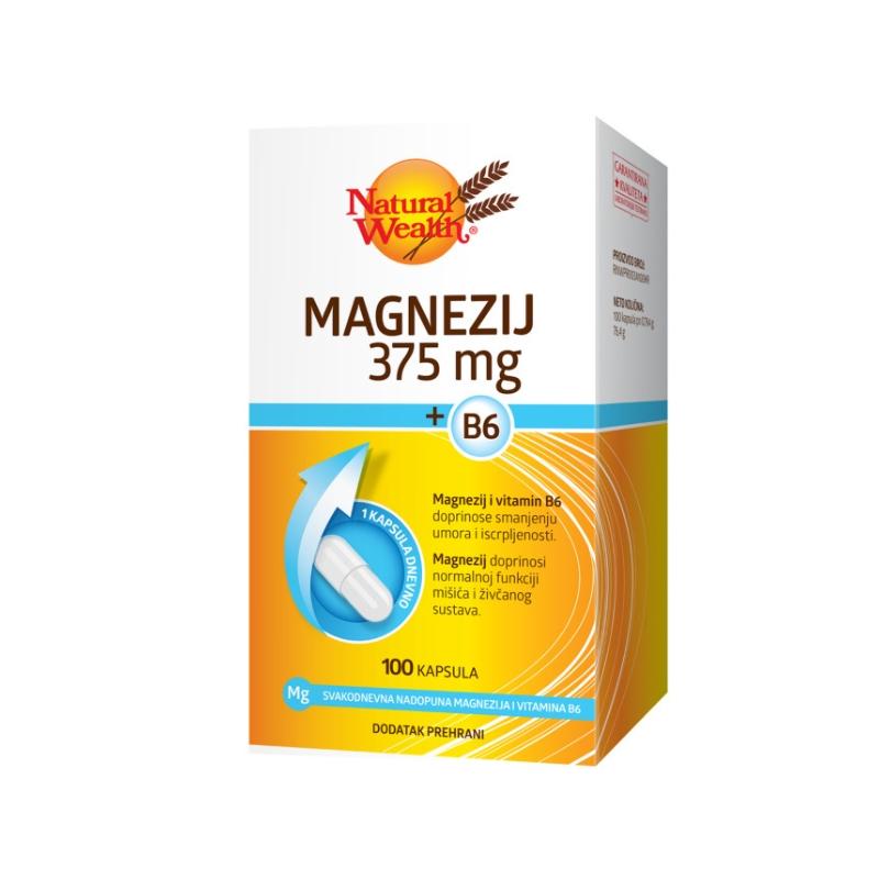 Natural Wealth Magnezijum 375mg + vitamin B6 100 kapsula